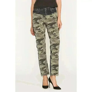 HUDSON Barbara Camo Detail Straight Leg Jeans